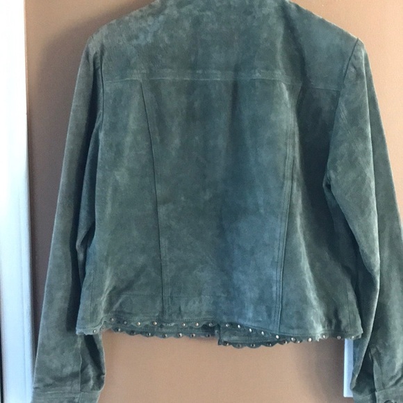 Army green bomber suede jacket - Picture 5 of 8